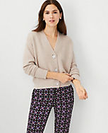 Jeweled Button Cropped V-Neck Cardigan carousel Product Image 3