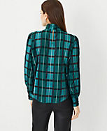 Shimmer Plaid Pintucked Mock Neck Popover carousel Product Image 2