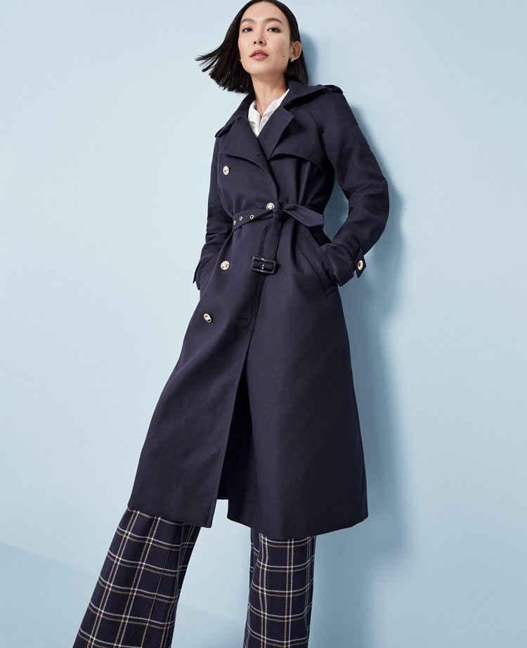 Long Twill Raglan Trench Coat