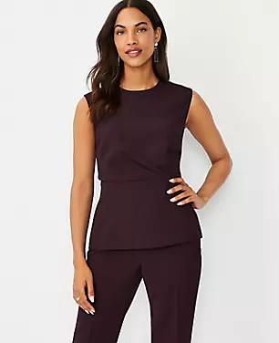 The Petite Tucked Waist Shell in Fluid Crepe carousel Product Image 1