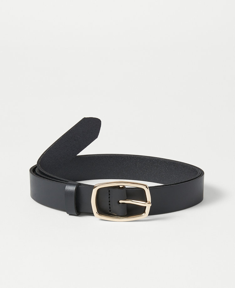 Shaped Buckle Leather Trouser Belt