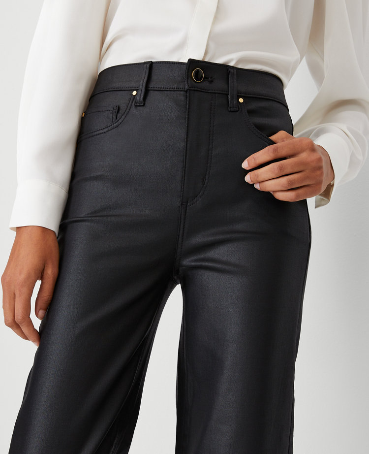 Coated High Rise Straight Jeans in Black