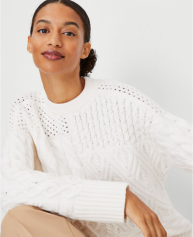 Mixed Cable Crew Neck Sweater