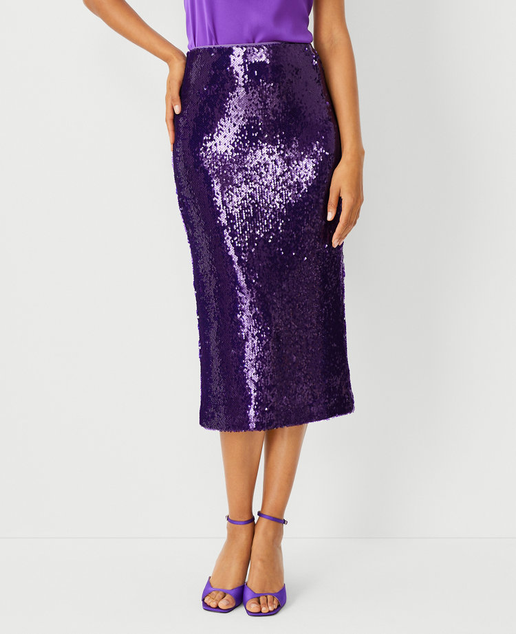 Sequin Midi Column Slip Skirt