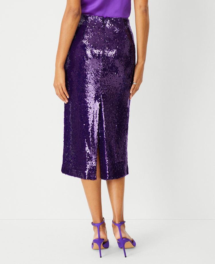 Sequin Midi Column Slip Skirt