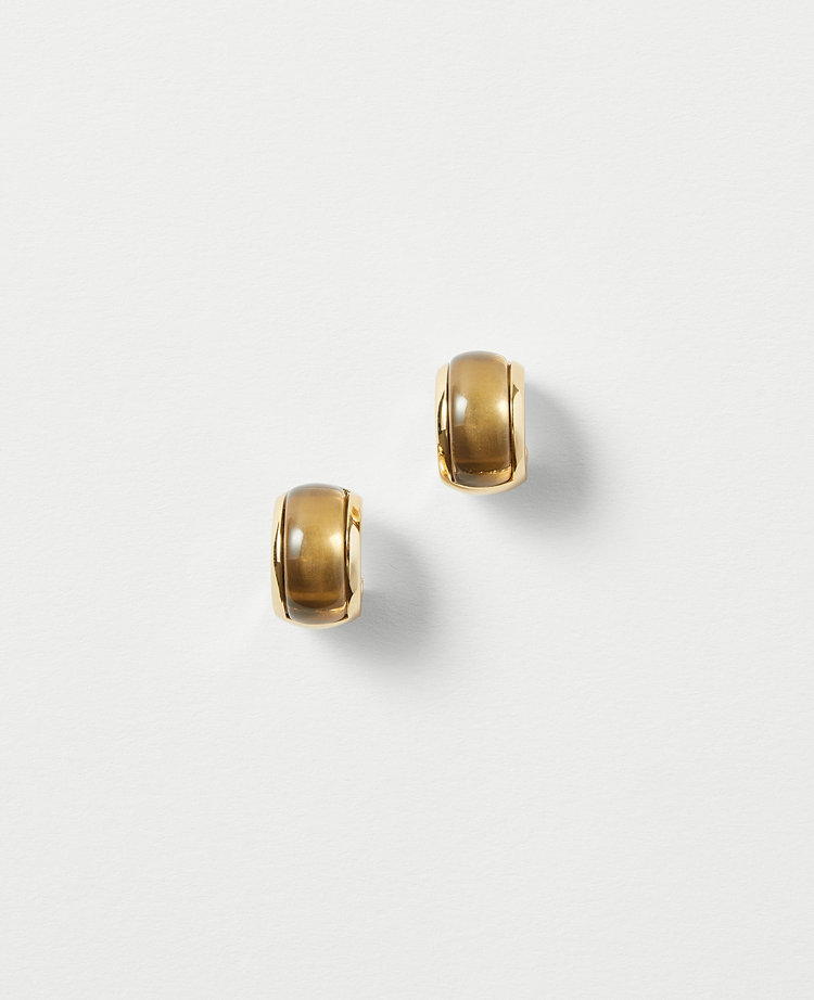 Chunky Stone Hoop Earrings