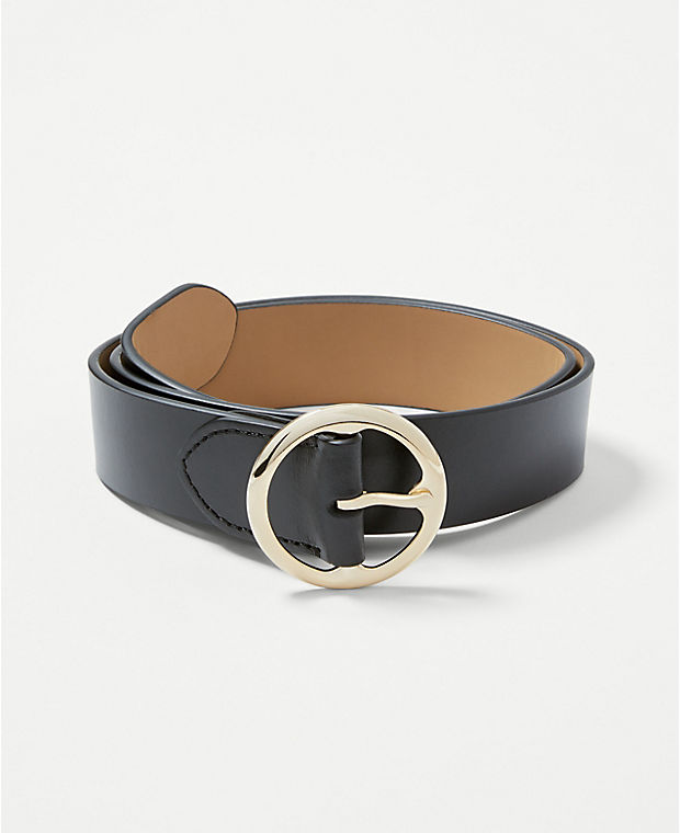 Circle Buckle Wide Leather Belt