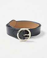 Circle Buckle Wide Leather Belt carousel Product Image 1