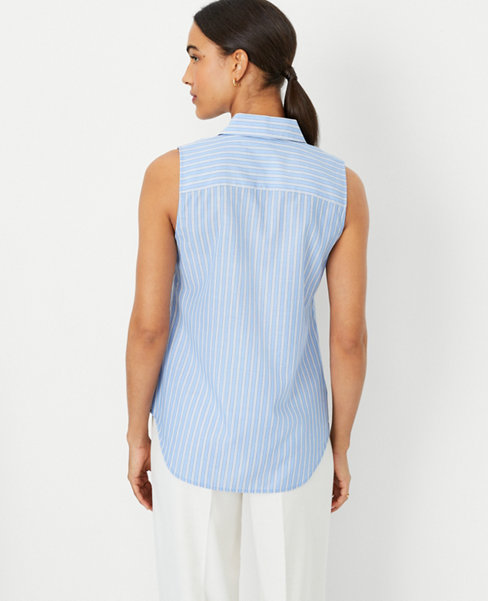 Petite Striped Sleeveless Essential Shirt