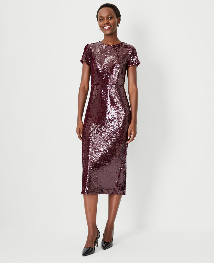 Sequin Short Sleeve Sheath Dress