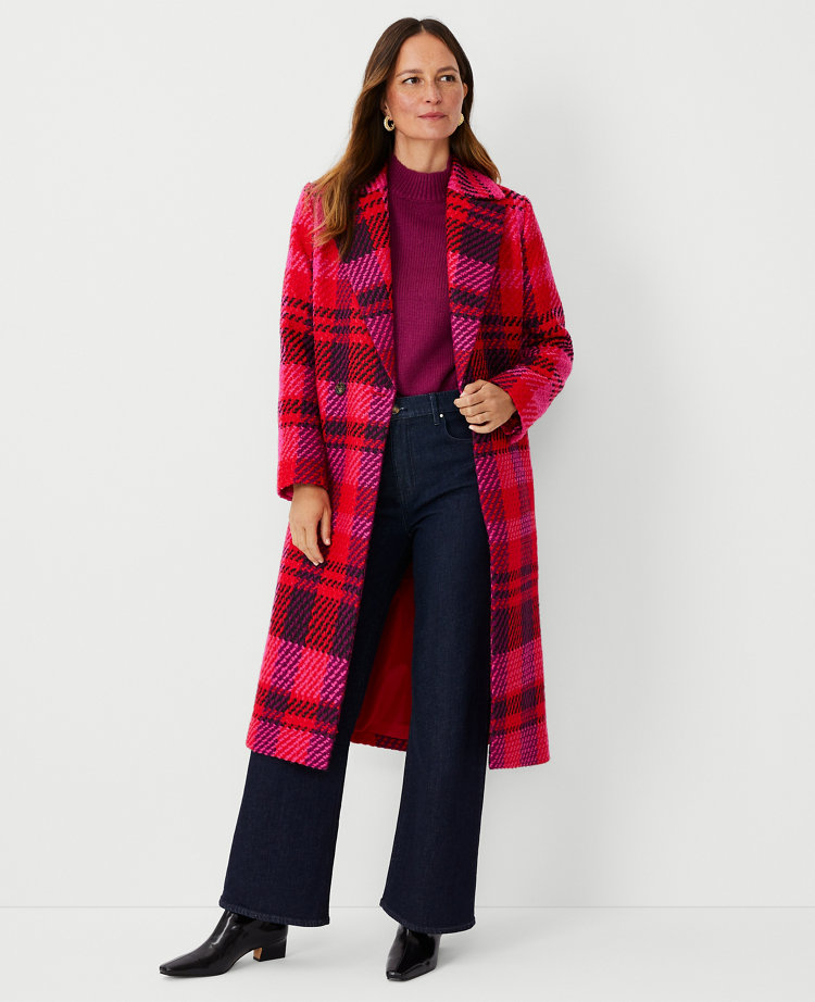 Plaid long cheap jacket