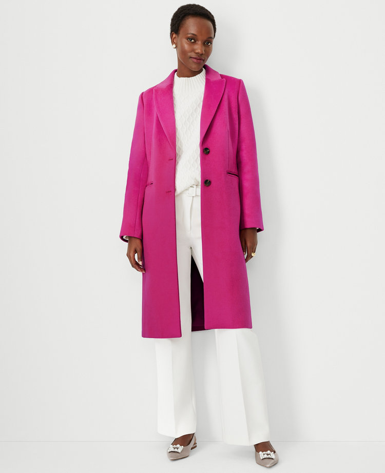 Womens hot 2025 pink wool coat