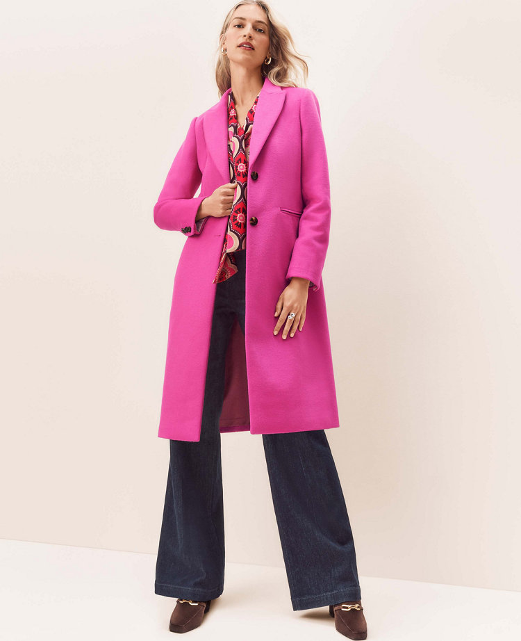 Neon pink 2024 wool coat