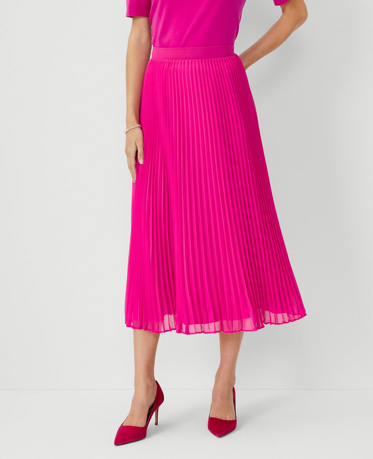 Ann Taylor Petite Sunburst Pleat Shell In Candid Pink