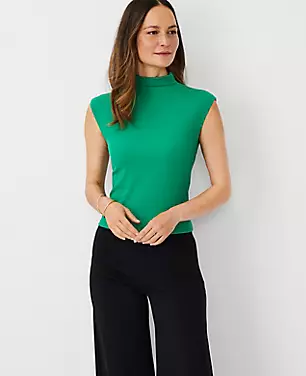 Ribbed Mock Neck Top carousel Product Image 1