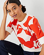 Floral Puff Sleeve Sweater Tee carousel Product Image 1