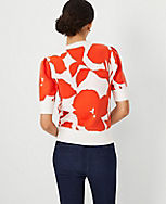 Floral Puff Sleeve Sweater Tee carousel Product Image 2