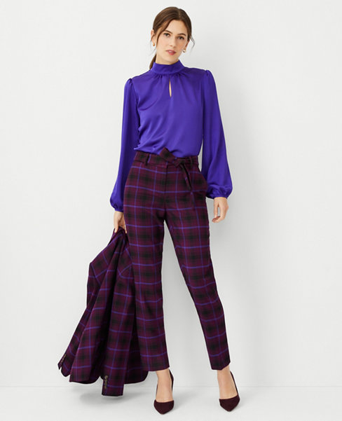 The Tie Waist Ankle Pant in Plaid