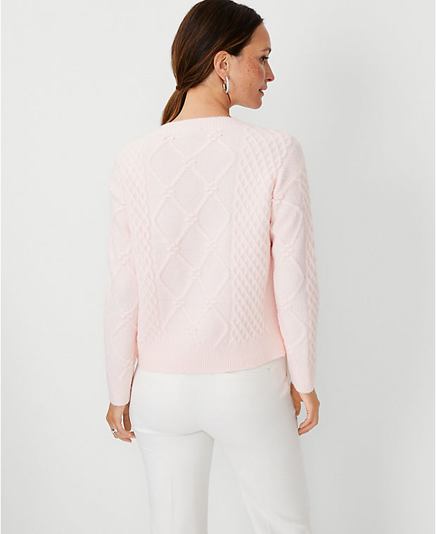 Petite Embellished Relaxed Cable Sweater