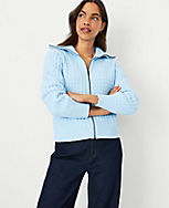 Geo Stitch Zip Sweater Jacket carousel Product Image 3