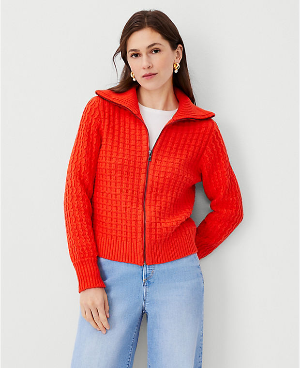 Geo Stitch Zip Sweater Jacket