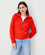Geo Stitch Zip Sweater Jacket carousel Product Image 3