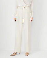 Petite Pleated Slim Straight Pants in Heathered Flannel carousel Product Image 1
