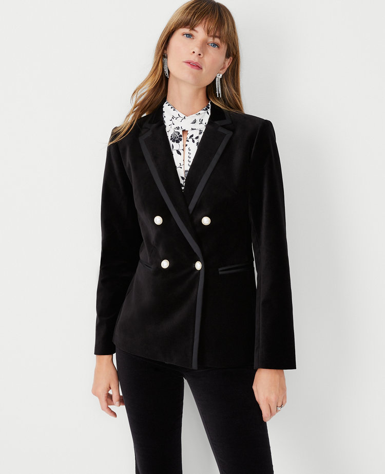 The Tailored Double Breasted Blazer in Velvet