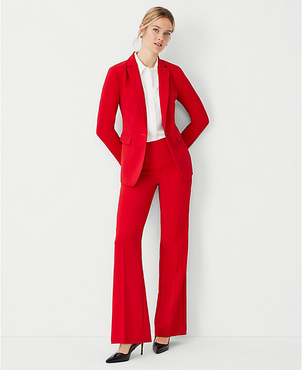 The High Rise Side Zip Flare Trouser in Fluid Crepe