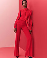 The High Rise Side Zip Flare Trouser in Fluid Crepe carousel Product Image 4