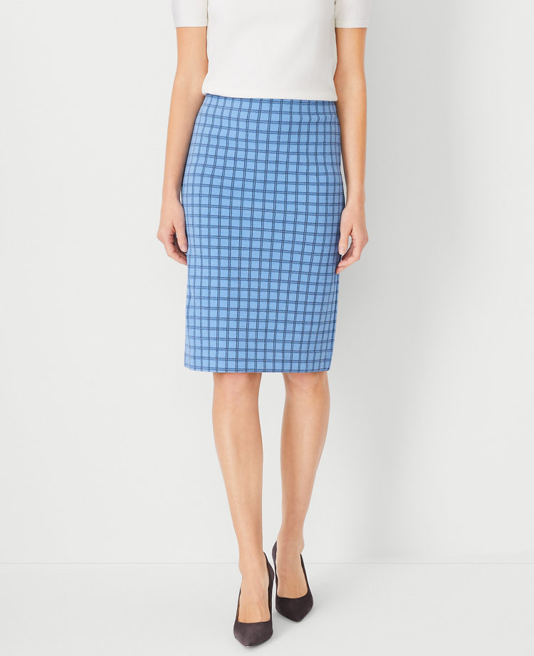 Navy blue houndstooth shop pencil skirt