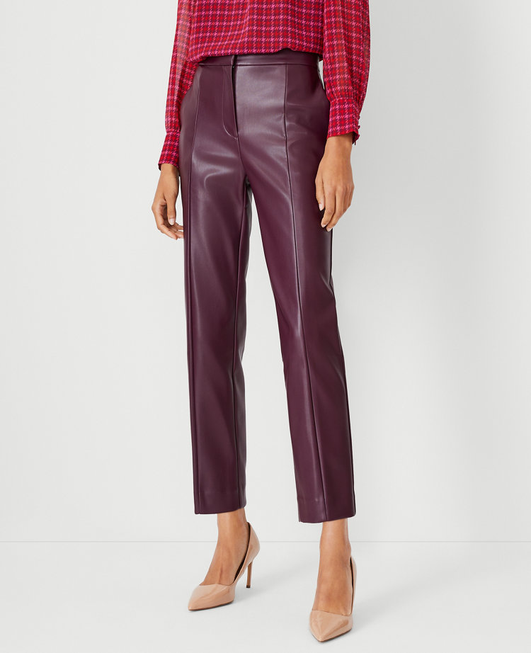 Faux leather ankle length trousers, Women's trousers