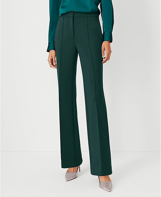 The Petite Pintucked High Rise Trouser Pant in Double Knit
