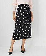 Dotted Tie Waist Side Slit Midi Skirt carousel Product Image 1