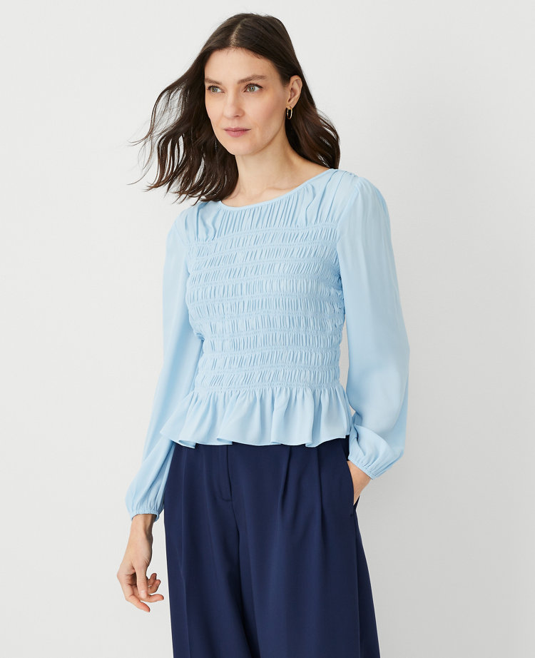 Smocked Peplum Blouse