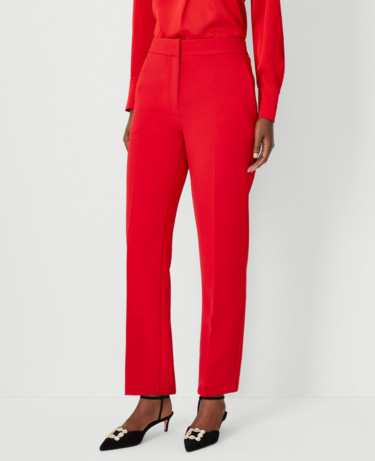 The High Rise Side Zip Straight Pant in Bi-Stretch