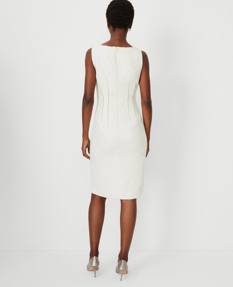 Linen Blend Boatneck Sheath Dress