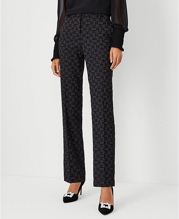 The Petite Sophia Straight Pant in Linked Jacquard - Curvy Fit