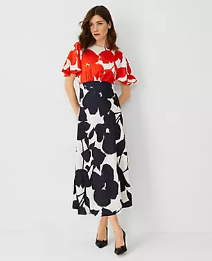 Mixed Floral Flare Dress carousel Product Image 1