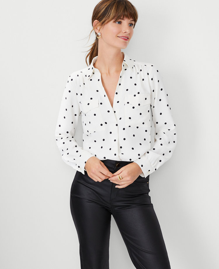 Petite Dotted Camp Shirt