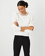 Petite Chain Puff Sleeve Sweater carousel Product Image 1