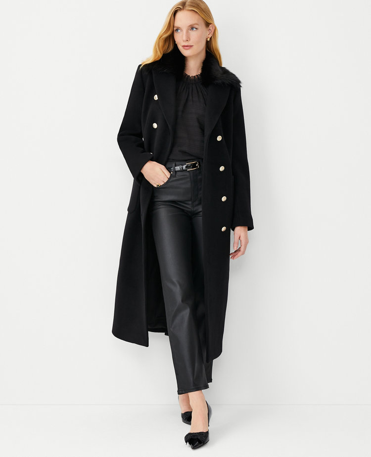 Faux hot sale wool overcoat