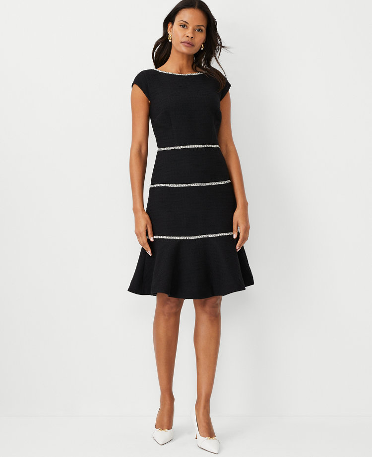 Boat neck fit 2025 and flare dress