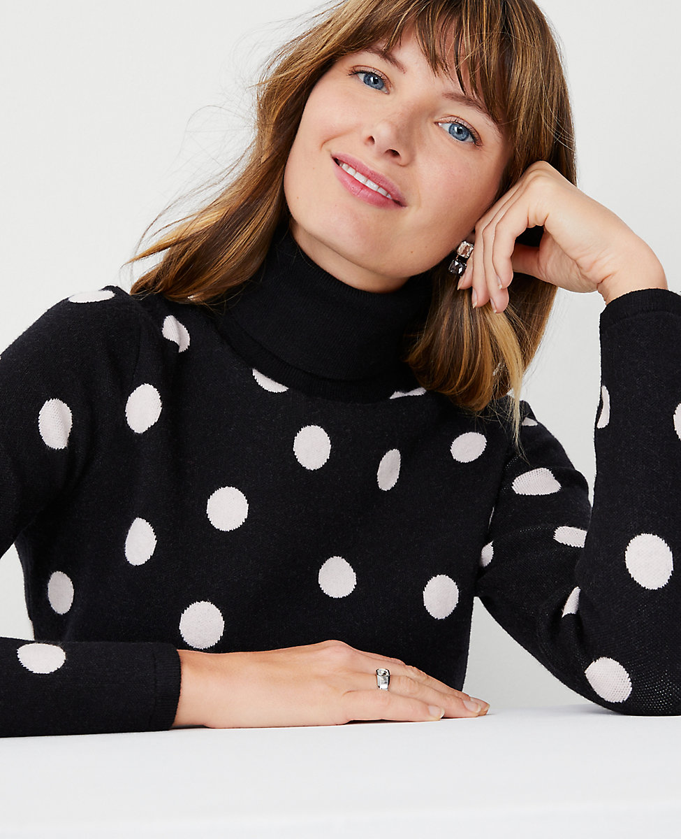 Petite Winter Dots Jacquard Turtleneck Sweater