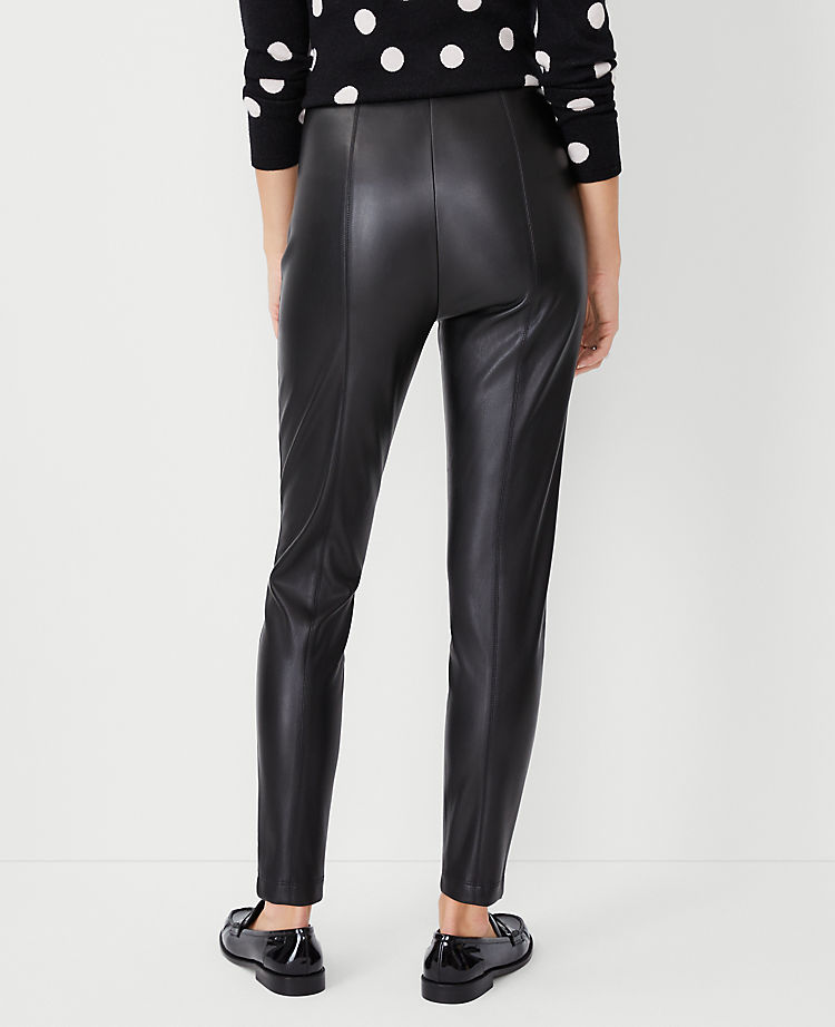The Petite Seamed Side Zip Legging in Faux Leather
