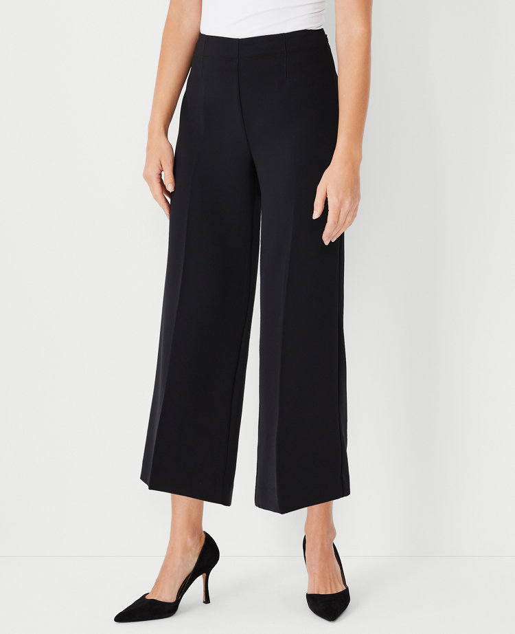 Belted Straight Crop Pant in Scuba Crepe