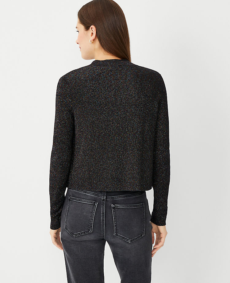 Shimmer Cropped Open Cardigan