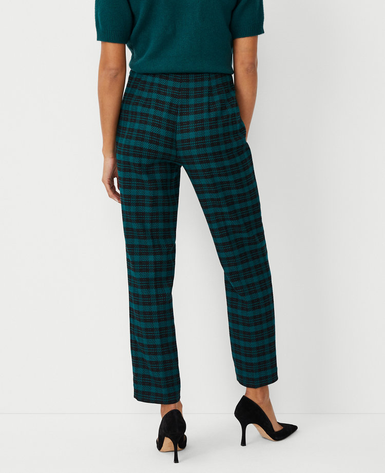 Ann Taylor The Side Zip Pencil Pant in Plaid Size 0 Precious Emerald Women's