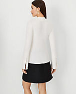 Petite Crystal Button Cuff Ribbed Sweater carousel Product Image 2