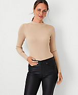 Petite Silky Ribbed Mock Neck Sweater carousel Product Image 1